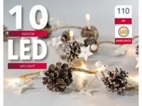 LED verlichting dennenappel en houten ster x10 lamps warm LED excl. batterijen Kerst HIT - Hit - thumbnail