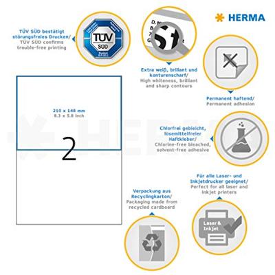 Etiket herma 8636 210x148mm a4 premium wit 20st | 70 stuks Etiket herma 8636 210x148mm a4 premium wit 20st | 70 stuks