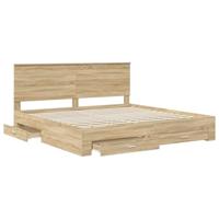 Bedframe met hoofdeinde Sonoma Eiken 200 x 200 cm Bewerkt hout - thumbnail