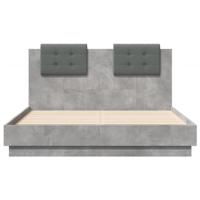 Bedframe met hoofdeinde bewerkt hout betongrijs 120x190 cm - thumbnail