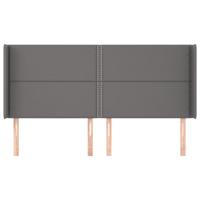 Hoofdbord met randen 203x16x118/128 cm kunstleer grijs - thumbnail