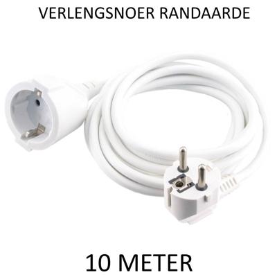 Verlengsnoer wit 10M, met randaarde (hangverpakking)
