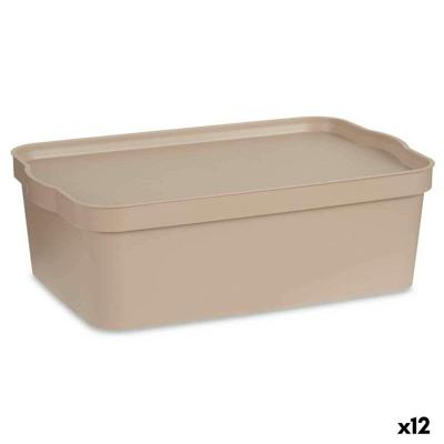 Opbergbak met Deksel Kipit Beige Plastic 14 L (12 Stuks)