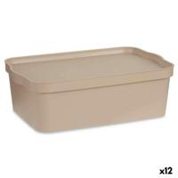 Opbergbak met Deksel Beige Plastic 14 L 29,5 x 14,5 x 45 cm (12 Stuks) - thumbnail