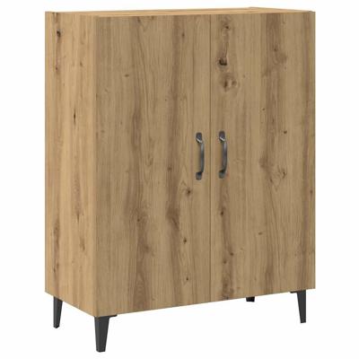 Dressoir met wandkast bewerkt hout artisanaal eikenkleur
