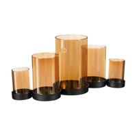 Kratos Kandelaar 36x11.5x17.5 cm Glas/Goud/Metaal/Zwart - thumbnail