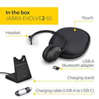 Jabra Evolve2 65 Headset Draadloos Hoofdband Kantoor/callcenter USB Type-A Bluetooth Zwart - thumbnail