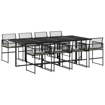 9-delige Tuinset poly rattan zwart