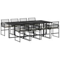 9-delige Tuinset poly rattan zwart - thumbnail