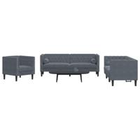 3-delige Loungeset Chesterfield en bolsters fluweel donkergrijs - thumbnail