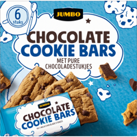 Jumbo Chocolate Cookie Bars met Pure Chocoladestukjes 6 Stuks - thumbnail