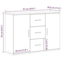 Dressoir 91x29,5x65 cm spaanplaat zwart eikenkleurig - thumbnail