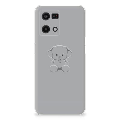 OPPO Reno7 4G Telefoonhoesje met Naam Grijs Baby Olifant OPPO Reno7 4G Telefoonhoesje met Naam Grijs Baby Olifant