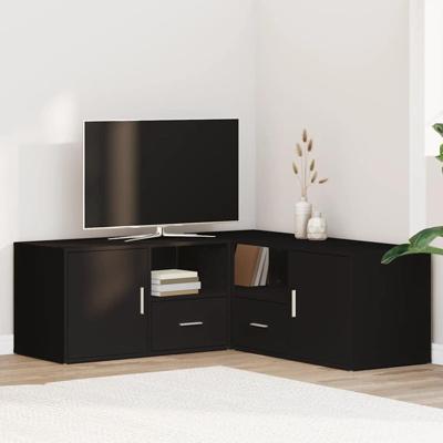 Hoekkast 200x40x45 cm bewerkt hout zwart Hoekkast 200x40x45 cm bewerkt hout zwart