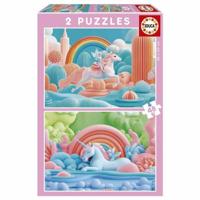 Puzzel - EDUCA - Magische Eenhoorns - 2 x 48 stukjes - Fantasiethema - Voor kinderen - vanaf 4 jaar - thumbnail