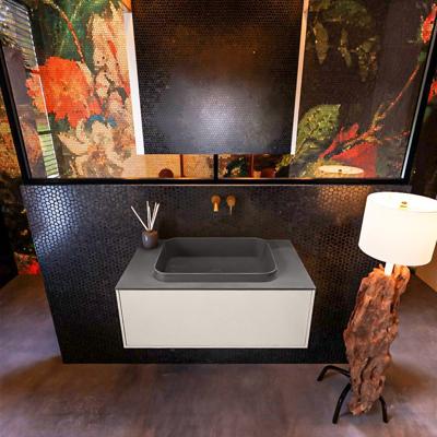 Badkamermeubelset Mondiaz Erin 80 cm met 1 Lade met RIDGE Wastafel Midden Dark grey Zonder Kraangaten Greeploos Mat Linen Badkamermeubelset Mondiaz Erin 80 cm met 1 Lade met RIDGE Wastafel Midden Dark grey Zonder Kraangaten Greeploos Mat Linen