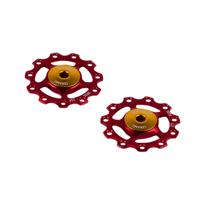 Shimano Cema derailleurwieltjes alu 9/10/11v rvs-keramisch rood - thumbnail