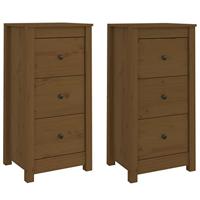 Dressoirs 2 st 40x35x80 cm massief grenenhout honingbruin - thumbnail