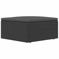 Voetensteun met kussen poly rattan zwart - thumbnail