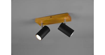 Trio 2-lichts opbouwspotMarley zwart op hout - 812400232