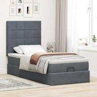 Ottoman bed met matrassen 100x200cm fluweel donkergrijs - thumbnail