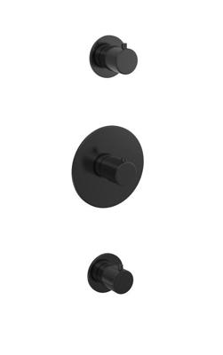 Hotbath Buddy inbouwthermostaat - 2 stopkranen - Geborsteld zwart PVD CB007EXTMBP