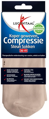 Lucovitaal Koper Geweven Compressie Steunkousen Beige 36-41