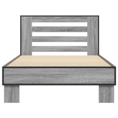 Bedframe bewerkt hout en metaal grijs sonoma eiken 100x200 cm