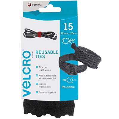 VELCRO® VEL-EC60466 Klittenband kabelbinder Om te bundelen Haak- en lusdeel (l x b) 200 mm x 12 mm Zwart 15 stuk(s)
