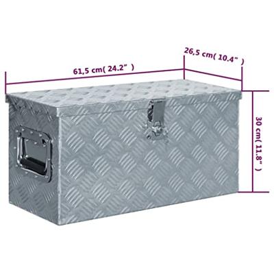 VidaXL Aluminium kist 61,5x26,5x30 cm zilverkleurig