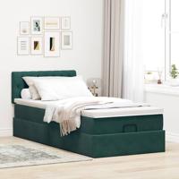 Ottoman bed met matras 80x200cm fluweel donkergroen - thumbnail