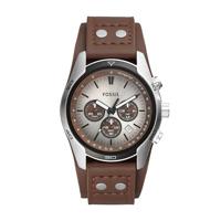 Fossil CH2565 Horloge Coachman Chrono staal-leder zilverkleurig-bruin 44 mm - thumbnail