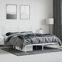 Bedframe met hoofdbord metaal wit 180x200 cm - thumbnail