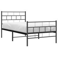 Bedframe met hoofd- en voeteneinde metaal zwart 100x200 cm - thumbnail