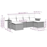6-delige Loungeset met kussens poly rattan beige - thumbnail