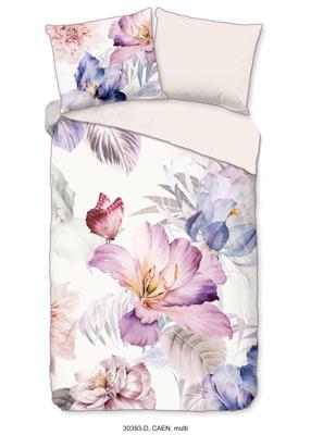 Descanso Dekbedovertrek "bloemen" - Multi - (140x200/220 cm) - Biologisch Katoen satijn