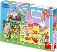 DinoToys Peppa pig kinder puzzel 3 x 55 stukjes gemaakt van stevig karton - thumbnail