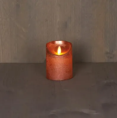 Anna&apos;s Collection LED kaars flame effect rustiek 7.5x10cm koper 1 stuks