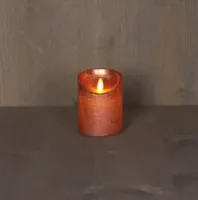 Anna's Collection LED kaars flame effect rustiek 7.5x10cm koper 1 stuks - thumbnail