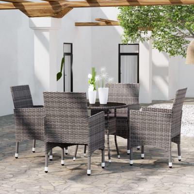 5-delige Tuinset poly rattan grijs