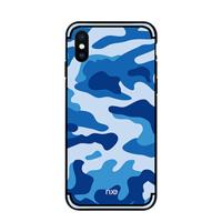 Shop4 - iPhone Xs Max Hoesje - Harde Back Case Camouflage Blauw - thumbnail