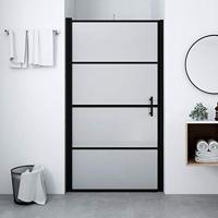 VidaXL Douchedeur mat 91x195 cm gehard glas zwart - thumbnail