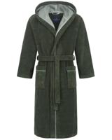Morgenstern Morgenstern herenbadjas met capuchon Daniel groen Maat M - thumbnail