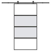 Schuifdeur met beslag 102,5x205 cm gehard glas en aluminium - thumbnail