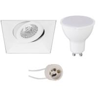 LED Spot Set - Pragmi Nivas Pro - GU10 Fitting - Dimbaar - Inbouw Vierkant - Mat Wit - 6W - Natuurlijk Wit 4200K - Trimless - Kantelbaar - 150mm - thumbnail