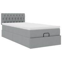 Ottoman bed met matras 80x200cm stof lichtgrijs - thumbnail