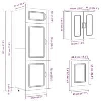 8-delige Keukenkastenset Kalmar bewerkt hout betongrijs - thumbnail