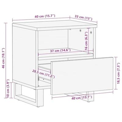 Nachtkastjes 2 st 40x33x46 cm massief mangohout zwart