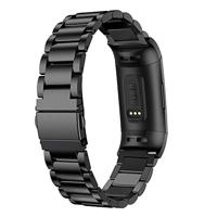 Fitbit Charge 3 & 4 metalen bandje - Zwart - thumbnail