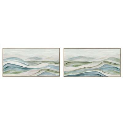 Schilderij Home ESPRIT Blauw Groen Abstract Modern 140 x 3,7 x 70 cm (2 Stuks)